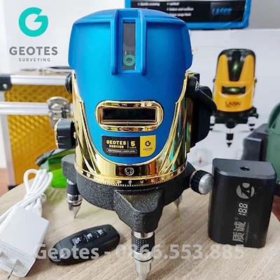 Máy cân bằng Laser Geotes GDB1109 5 tia xanh bóng Led siêu sáng độ bền cao, có điều khiển từ xa